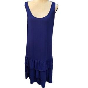 Peter Nygard Royal Blue Y2K Sleeveless Ruffle Tiered Coquette Romantic Dress M